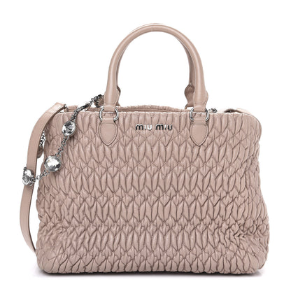 Miu Miu Nappa Matelasse Swarovski Crystal Tote Cammeo 1 of 8