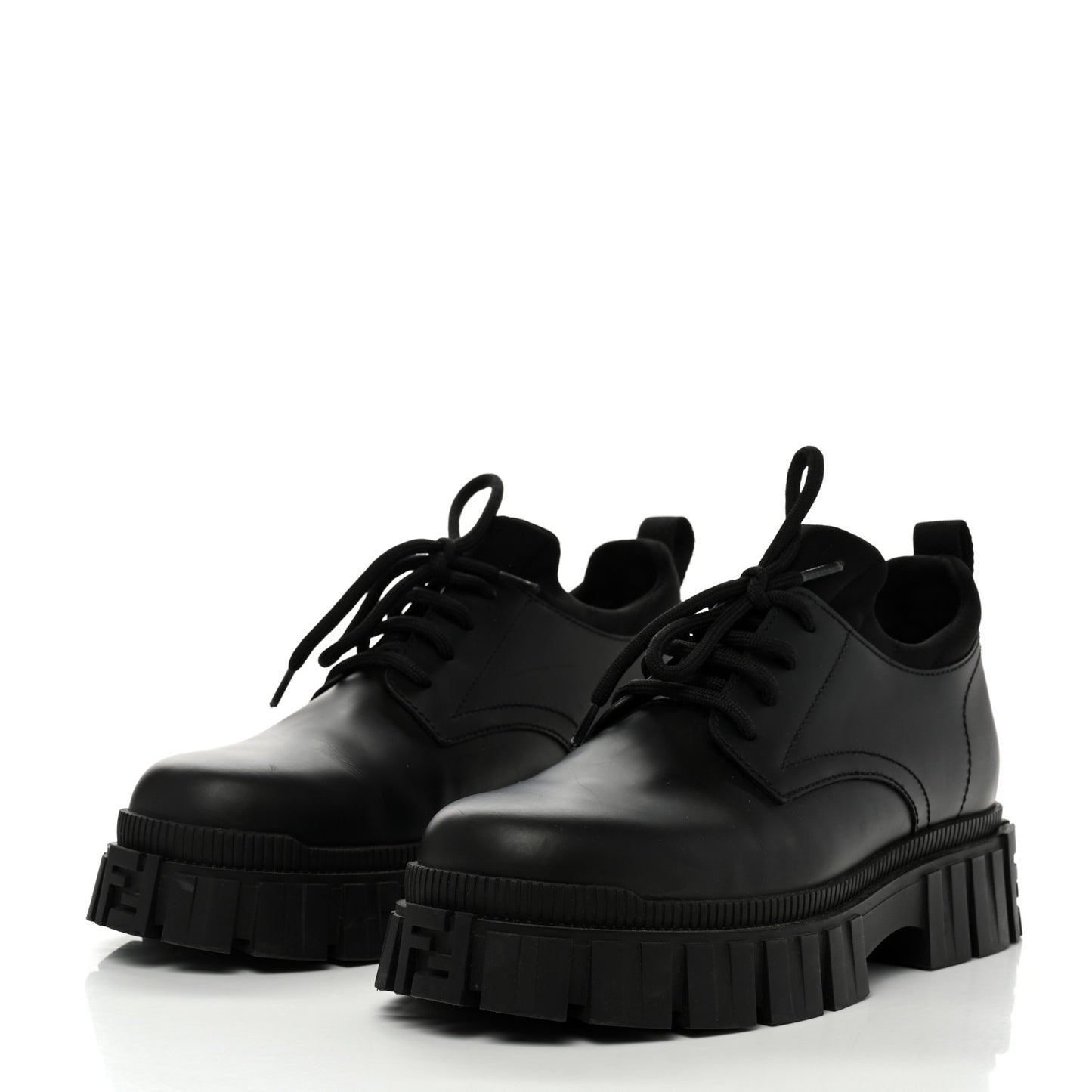 Vitello Abrasivato Lycra Womens Fendi Force Lace Up Oxfords 40.5 Black
