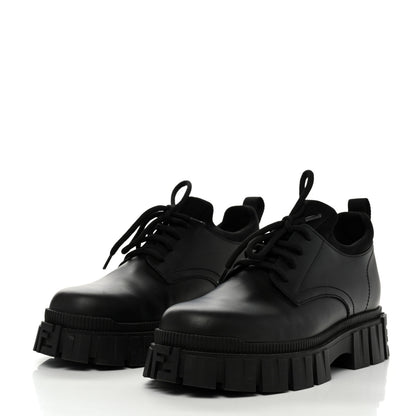 Fendi Vitello Abrasivato Lycra Womens Fendi Force Lace Up Oxfords 40.5 Black 3 of 9