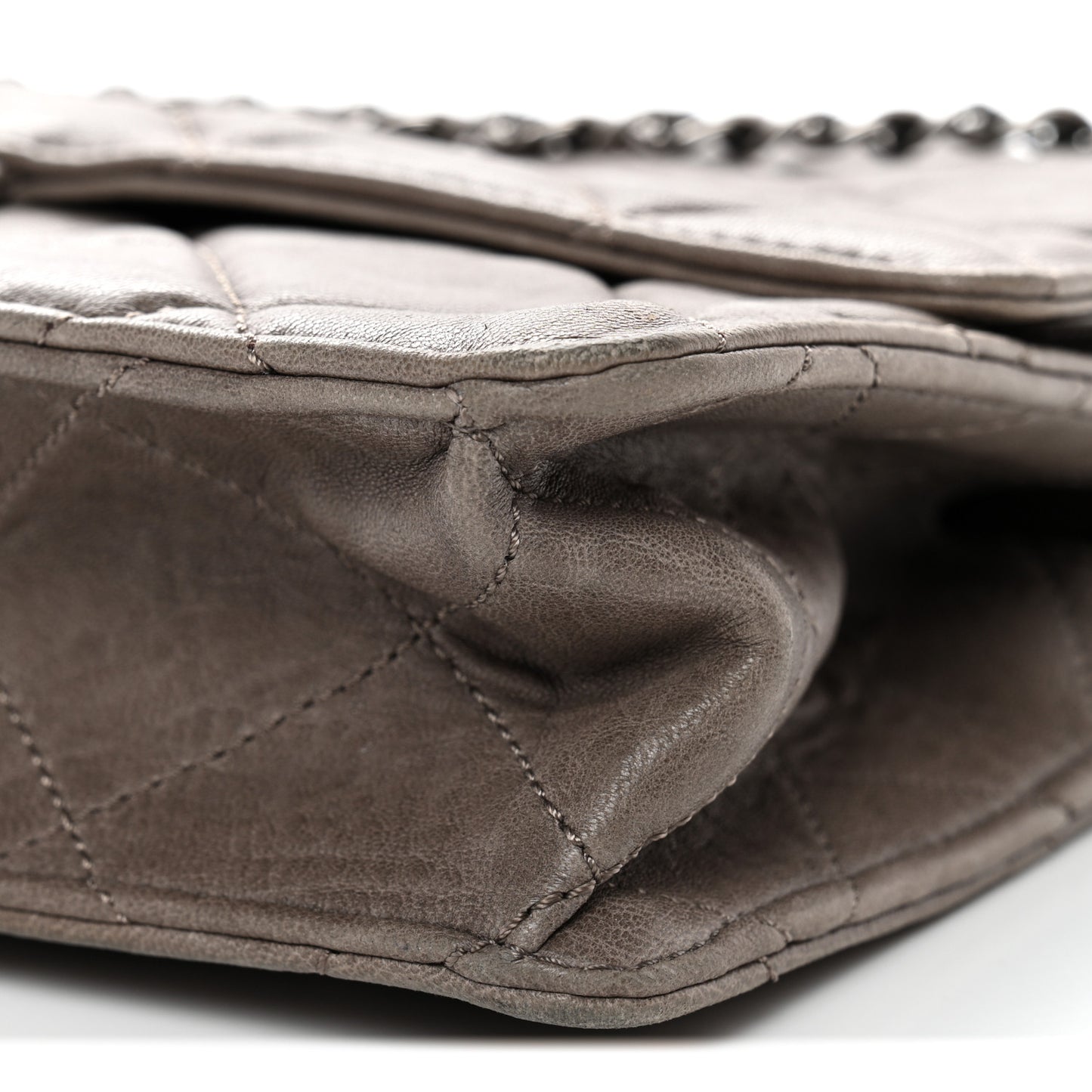 Washed Lambskin Jumbo Take Away Flap Grey