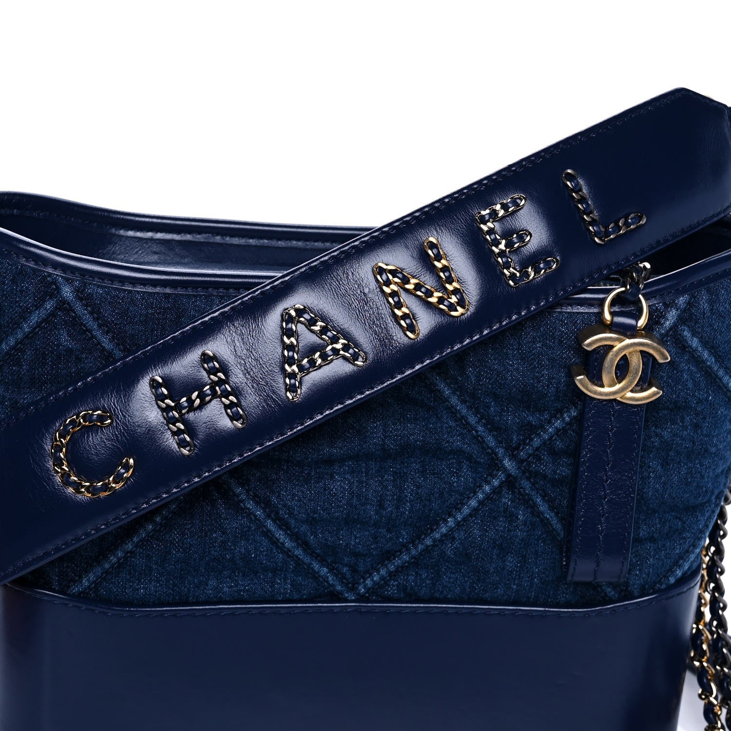 Chanel Denim Calfskin Quilted Small Gabrielle Logo Hobo Blue 8 of 12