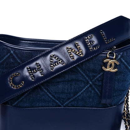 Chanel Denim Calfskin Quilted Small Gabrielle Logo Hobo Blue 8 of 12