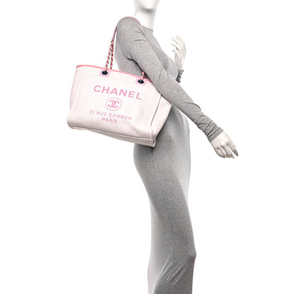 Chanel Canvas Small Deauville Tote Light Pink 2 of 10