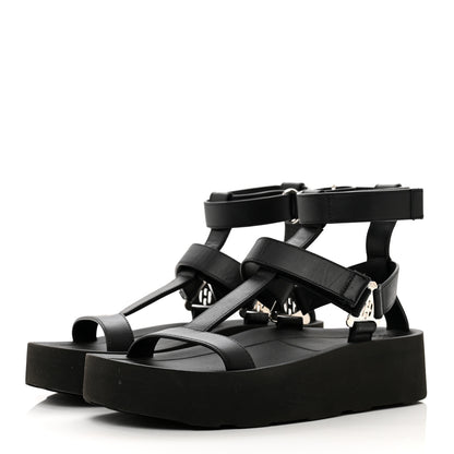 Hermes Calfskin Womens Enid Sandals 36 Black 3 of 8