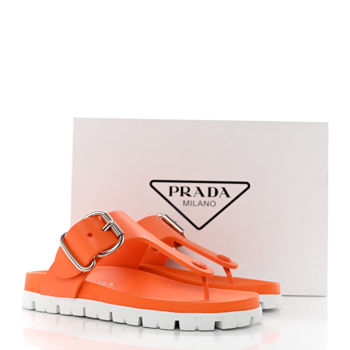 EVA Rubber Buckled Lug Sole 20mm Thong Sandals 35 Papaya