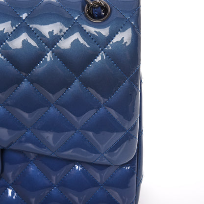 Chanel Patent Quilted Jumbo Double Flap Blue 10 of 12