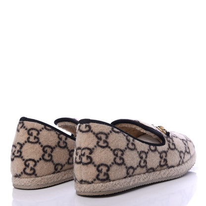 Gucci Covered Wool GG Monogram Mens Fria Horsebit Loafers 8.5 Beige Ebony Black Butterscotch 4 of 10