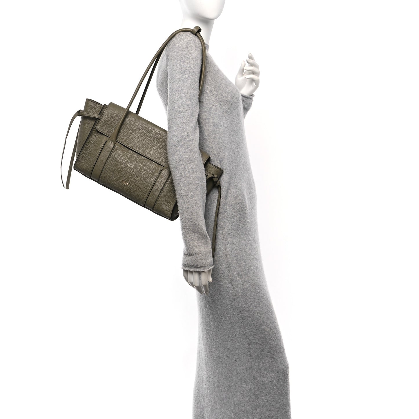 Heavy Grain Small Soft Bayswater Satchel Linen Green