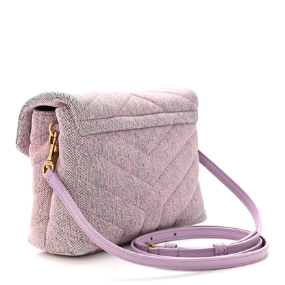 Saint Laurent Denim Y Quilted Monogram Toy Loulou Crossbody Bag Bleached Lilac 3 of 13