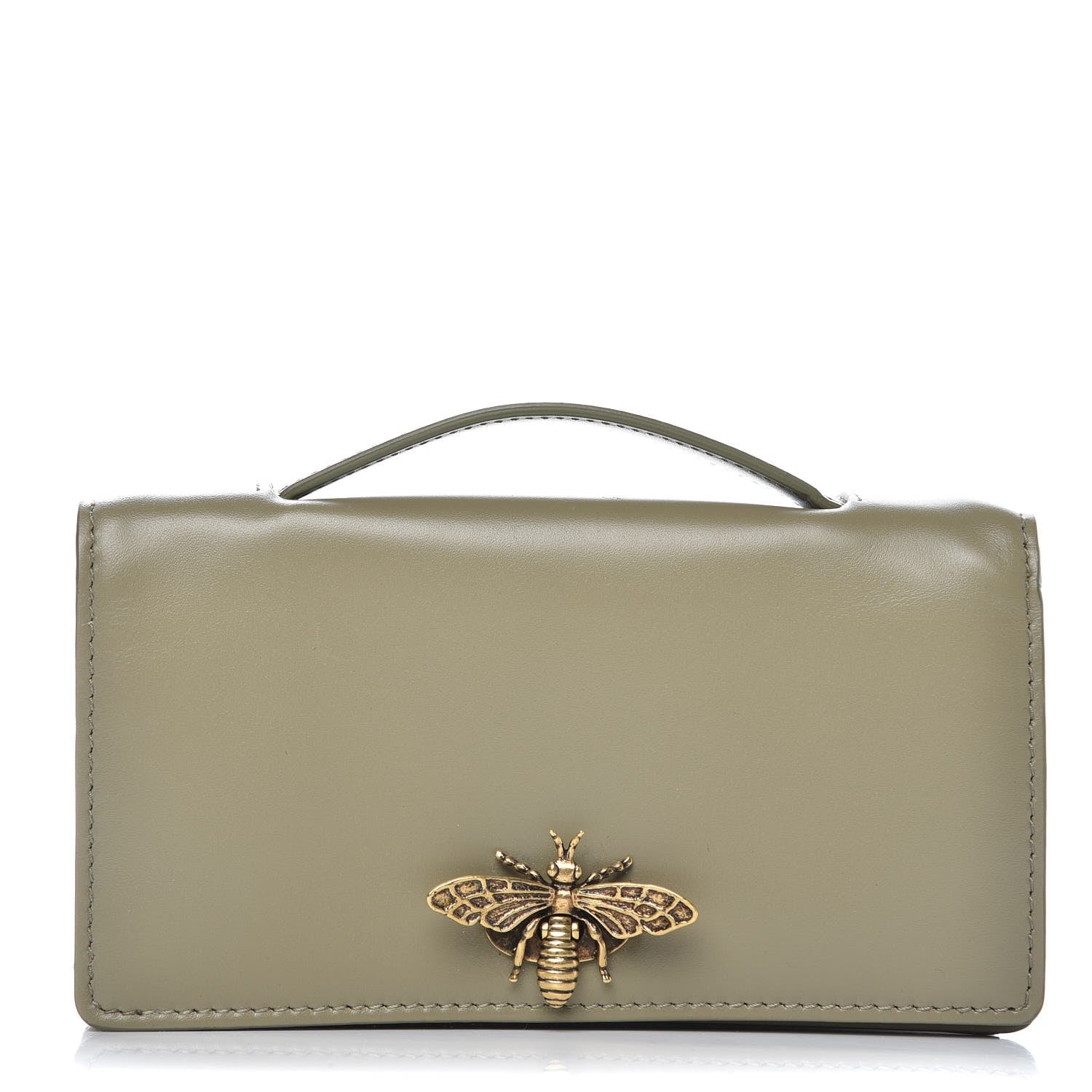 Christian Dior Calfskin Bee Pouch Grey Green 1 of 6
