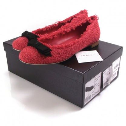 Chanel Tweed Bow Loafers Red 37.5 5 of 9