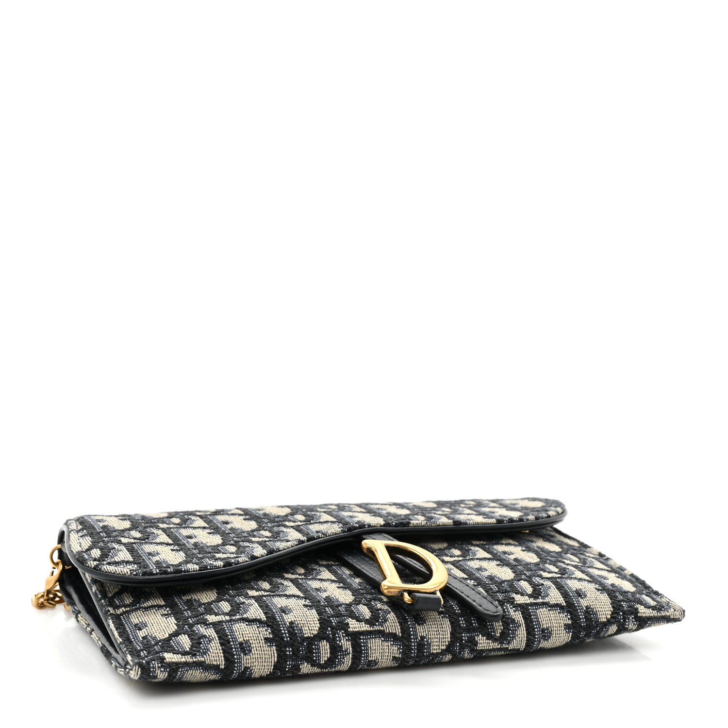 Christian Dior Oblique Saddle Chain Long Wallet Blue 5 of 13