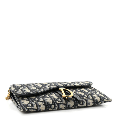 Christian Dior Oblique Saddle Chain Long Wallet Blue 5 of 13