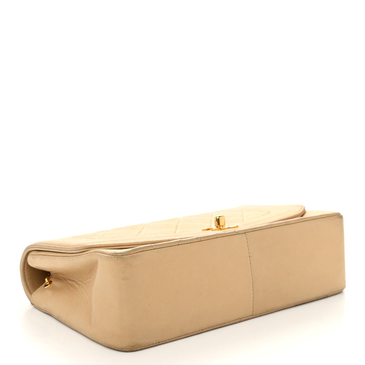 Lambskin Quilted Medium Single Flap Beige