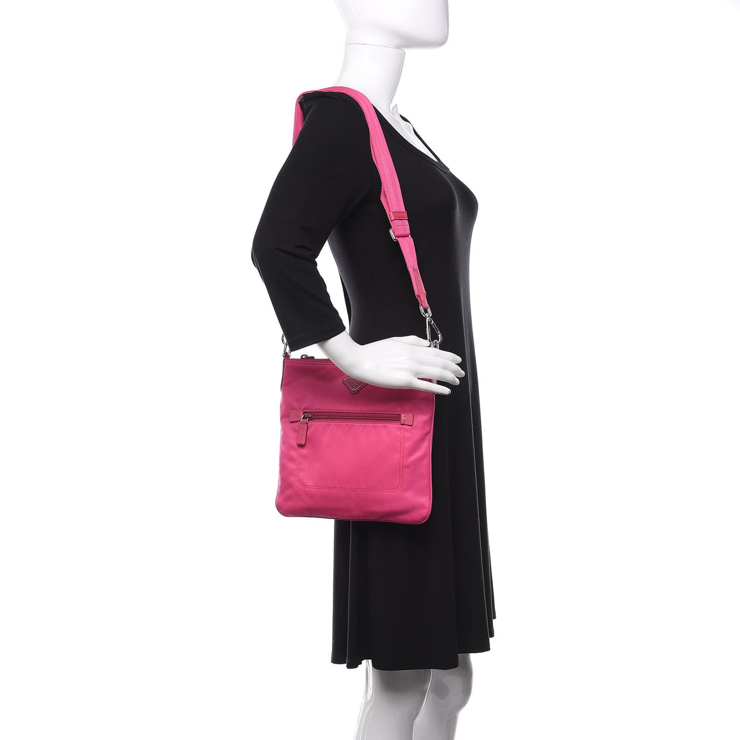 Nylon Vela Flat Messenger Bag Fuxia