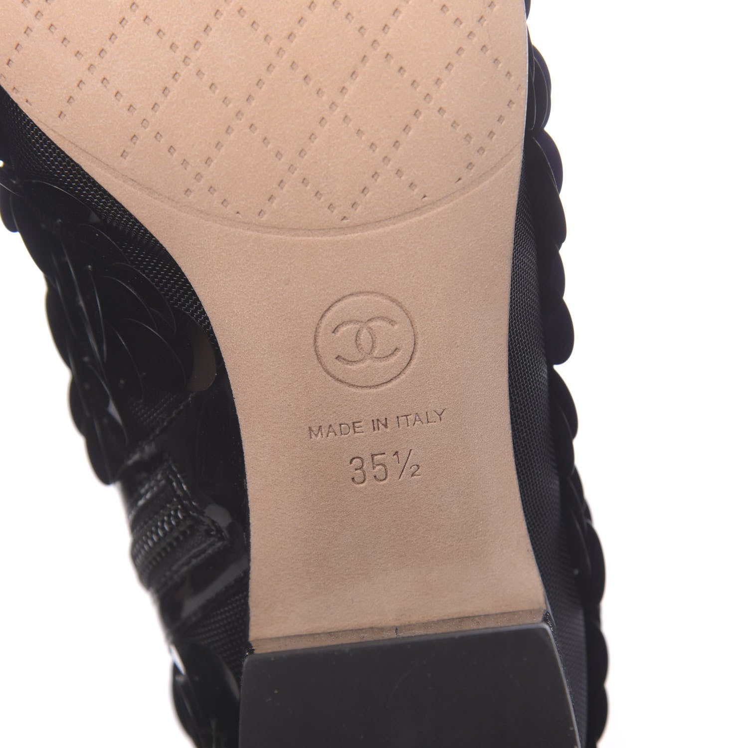 Chanel Sequin Mesh Short Boots 35.5 Black 6 of 9