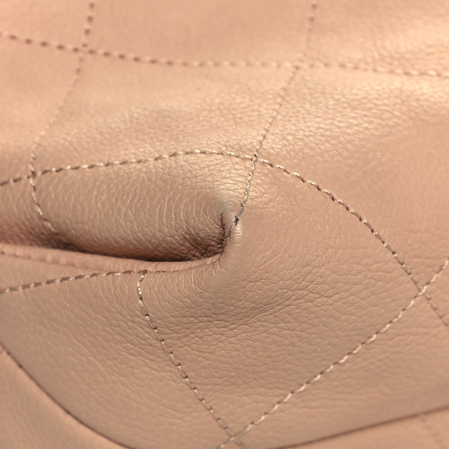 Grained Calfskin Stitched Small Braided With Style Flap Beige