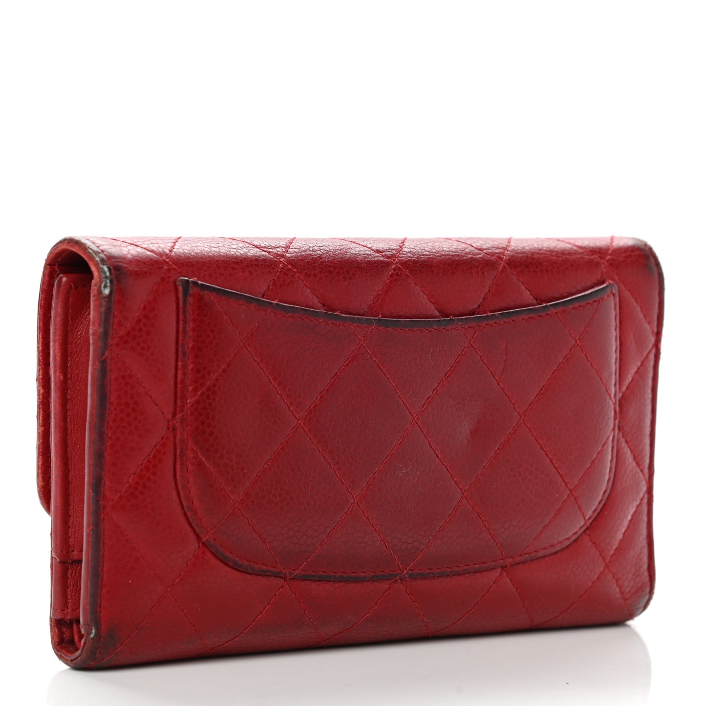 Caviar Quilted Medium Flap Wallet Red