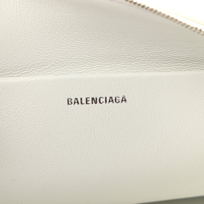 Balenciaga Grained Calfskin Logo Large Cash Pouch With Handle White Fluo Pink 6 of 7