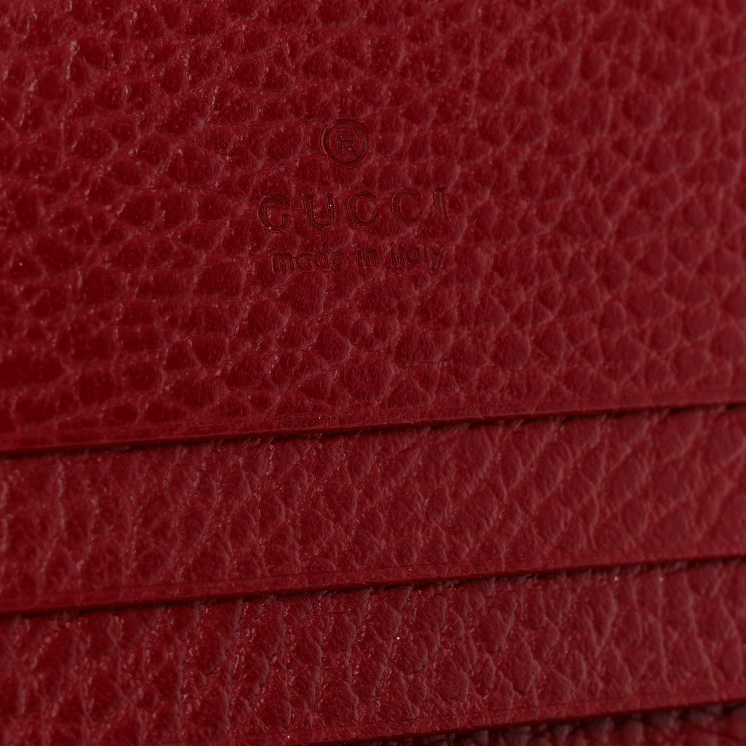 Gucci Pebbled Calfskin GG Marmont Card Case Hibiscus Red 6 of 7