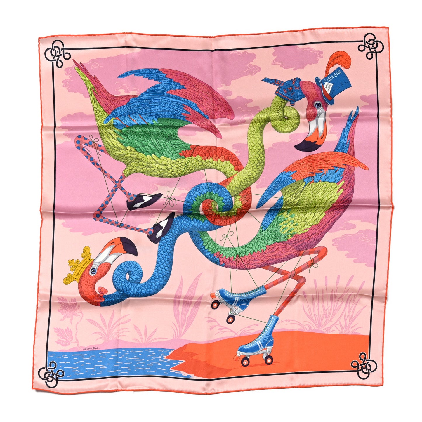 Silk Tied Up In Knots Scarf 70 Rose Bleu Multicolor