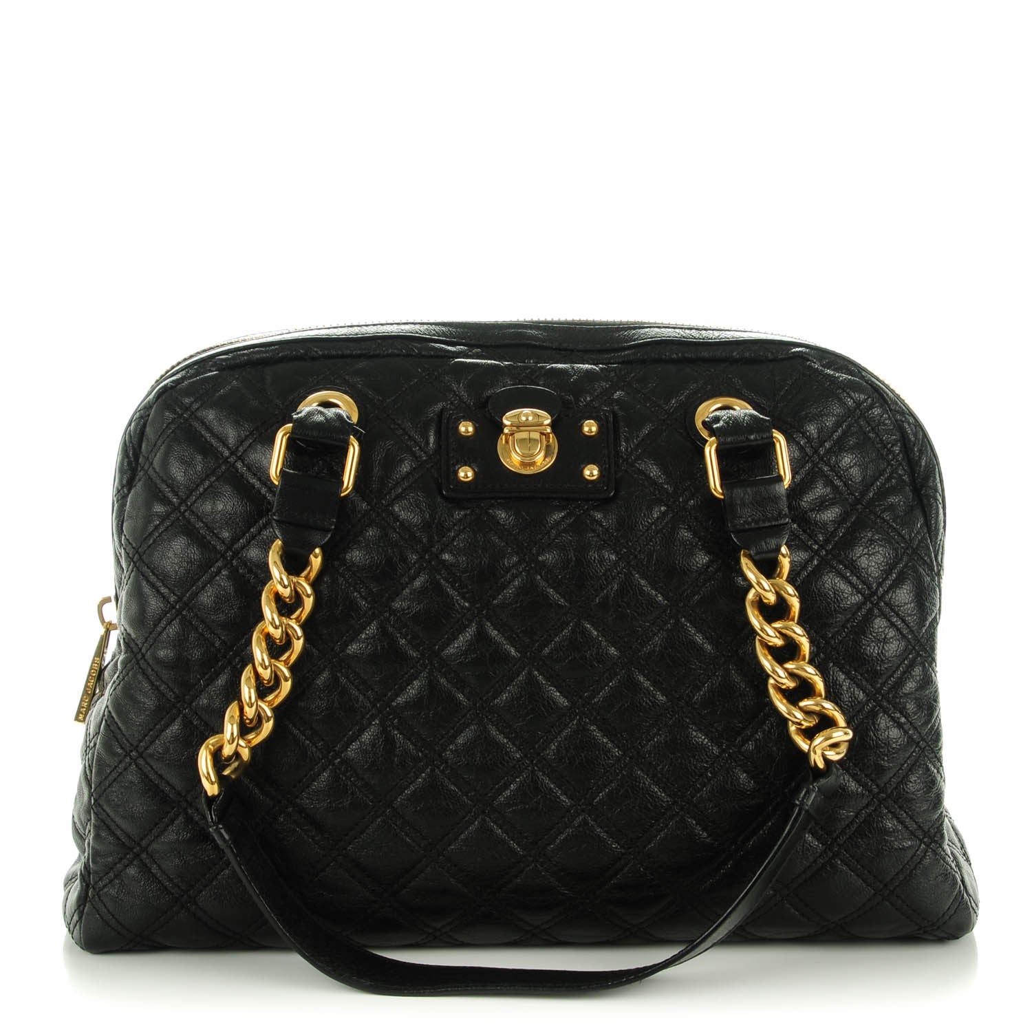 Marc Jacobs Lacquered Goatskin Quilted Karlie Satchel Black 1 of 9