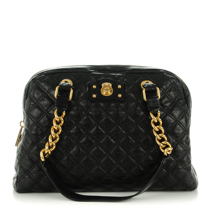 Marc Jacobs Lacquered Goatskin Quilted Karlie Satchel Black 1 of 9