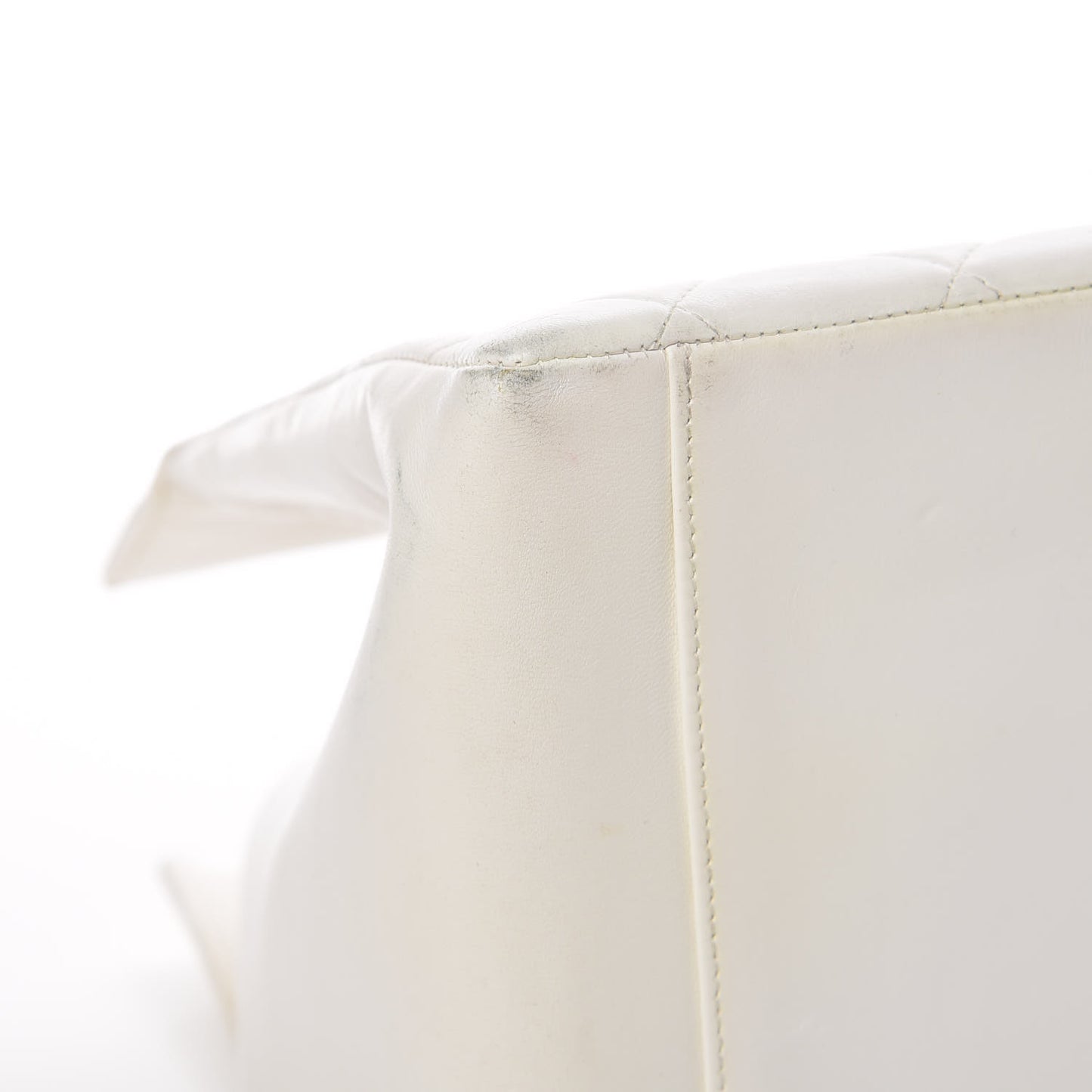 Calfskin Quilted Shopping Tote White