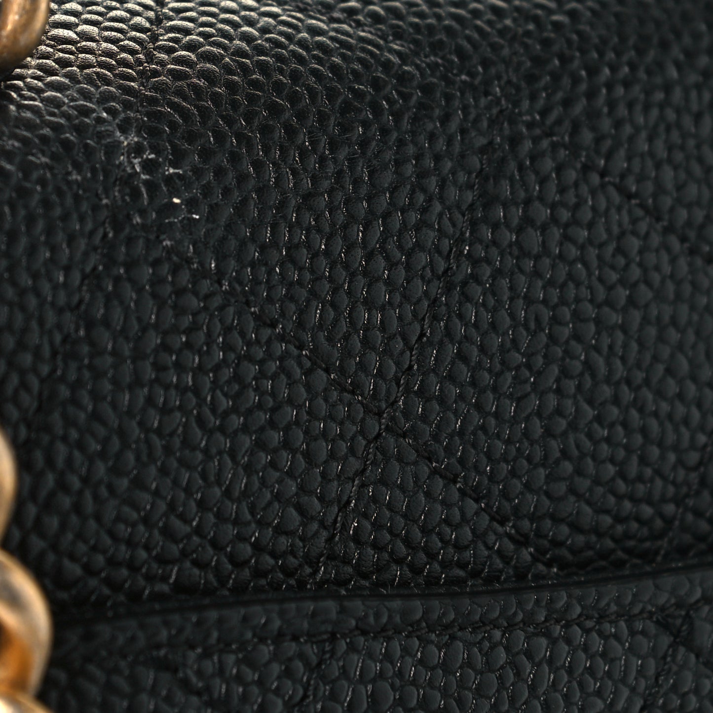 Grained Calfskin Small Stitched Flap Black