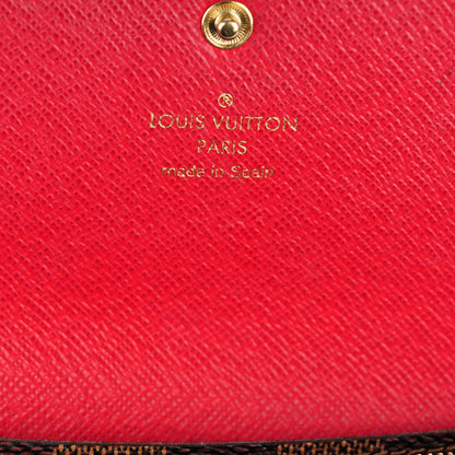 Louis Vuitton Damier Ebene Emilie Wallet Red 6 of 7
