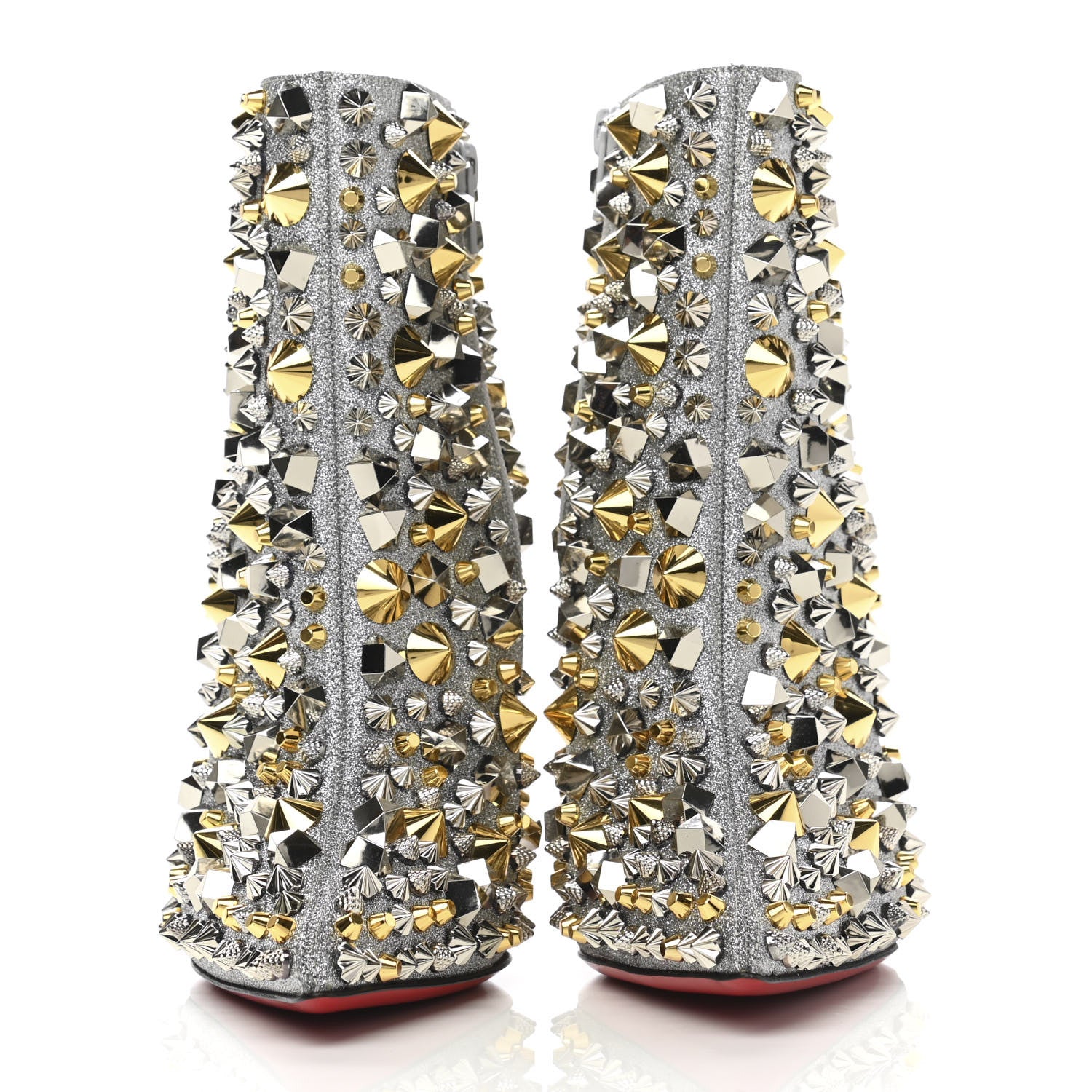 Christian Louboutin Calfskin Specchio Glitter So Full Kate 100 Ankle Boots 37 Silver Multicolor 2 of 8