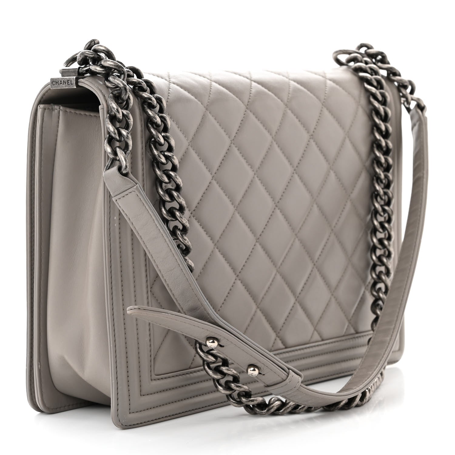 Chanel Lambskin Quilted Large Boy Flap Grey 3 of 13