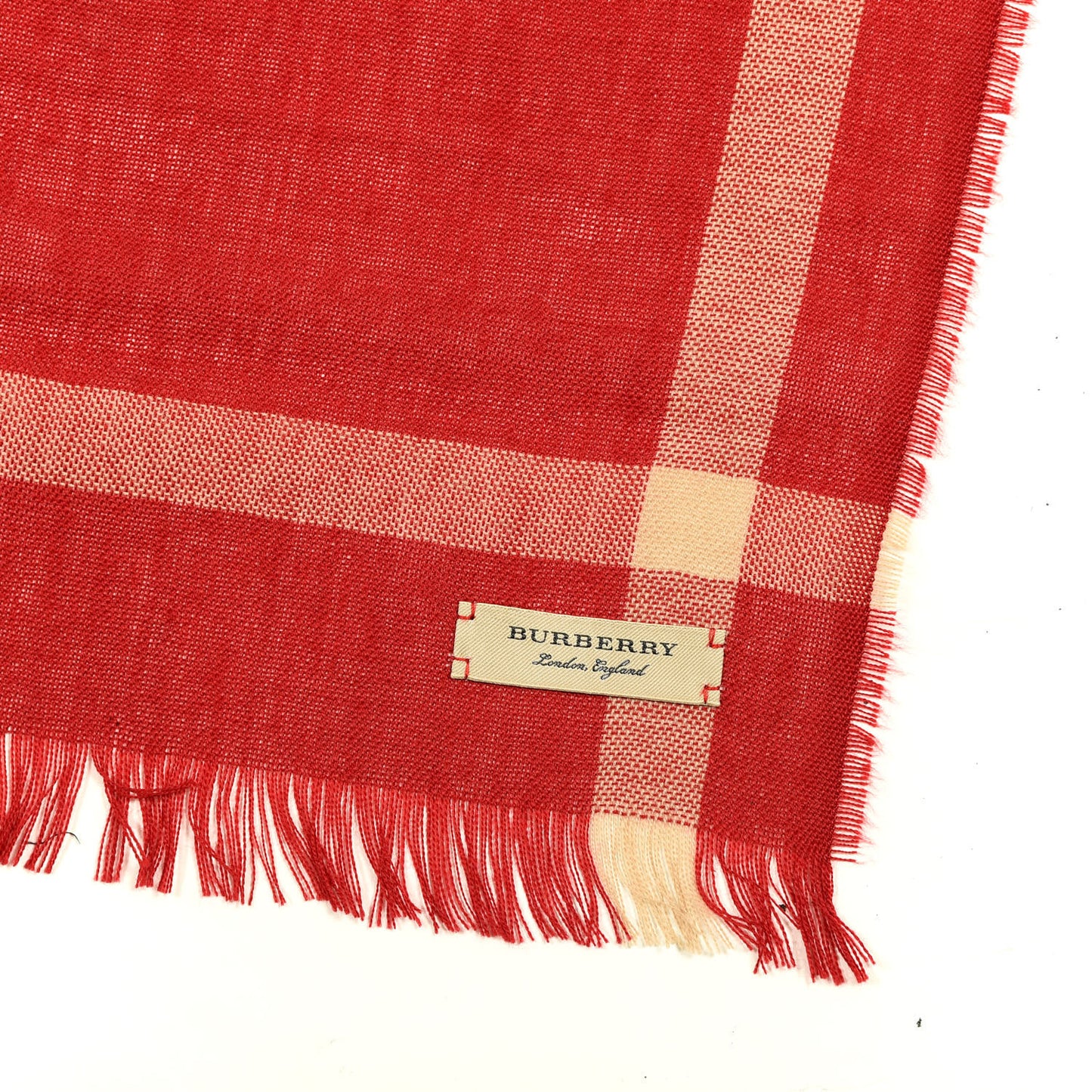 Wool Cashmere Classic Check Scarf Red