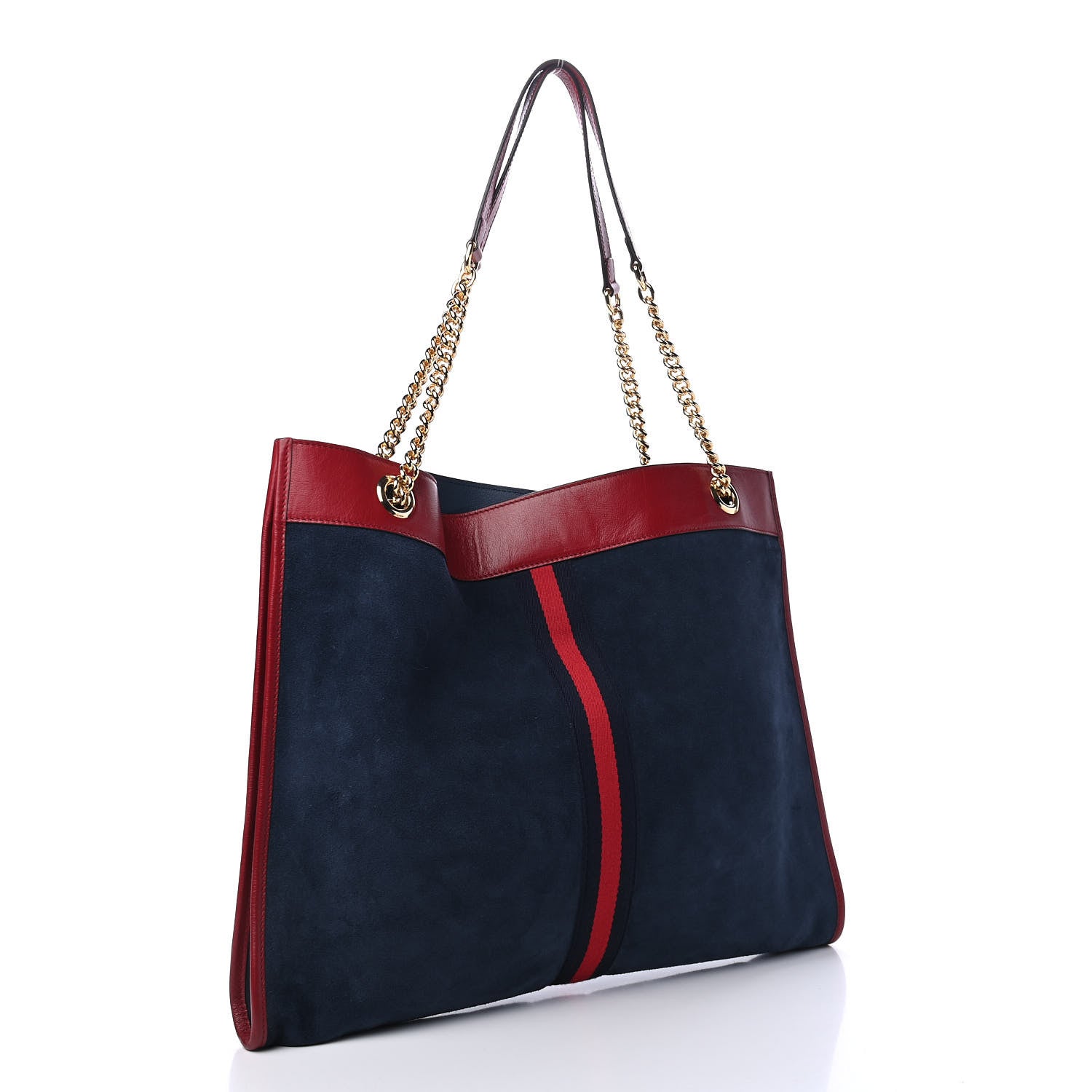 Gucci Suede Calfskin Large Rajah Chain Tote New Blue Romantic Cherry 2 of 4