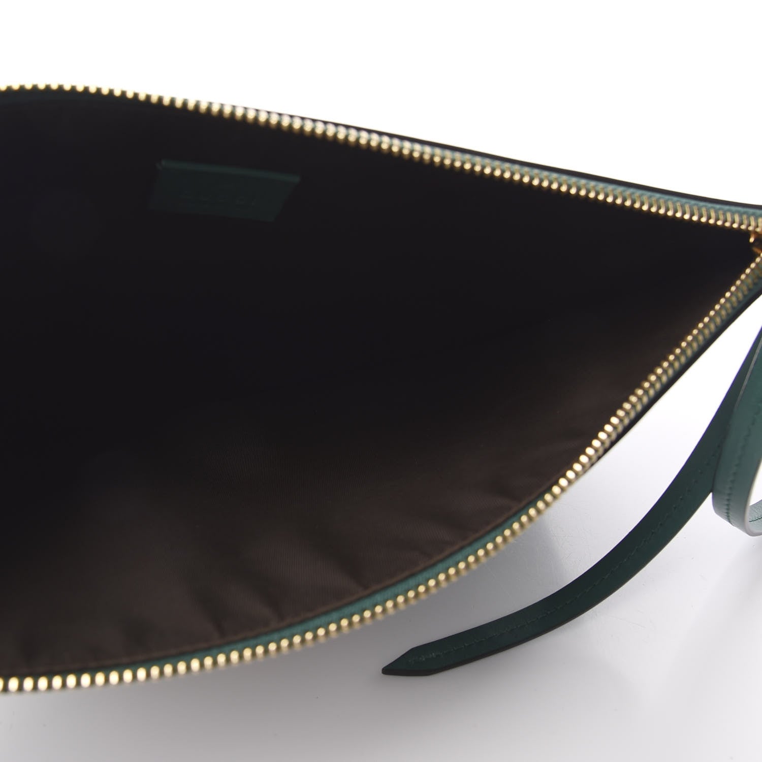 Gucci Calfskin Embroidered Large L'Aveugle Par Amour Zip Pouch Green 5 of 8