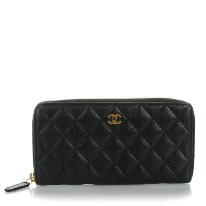 Chanel Caviar Quilted Large Gusset Zip Around Wallet Black 1 of 9