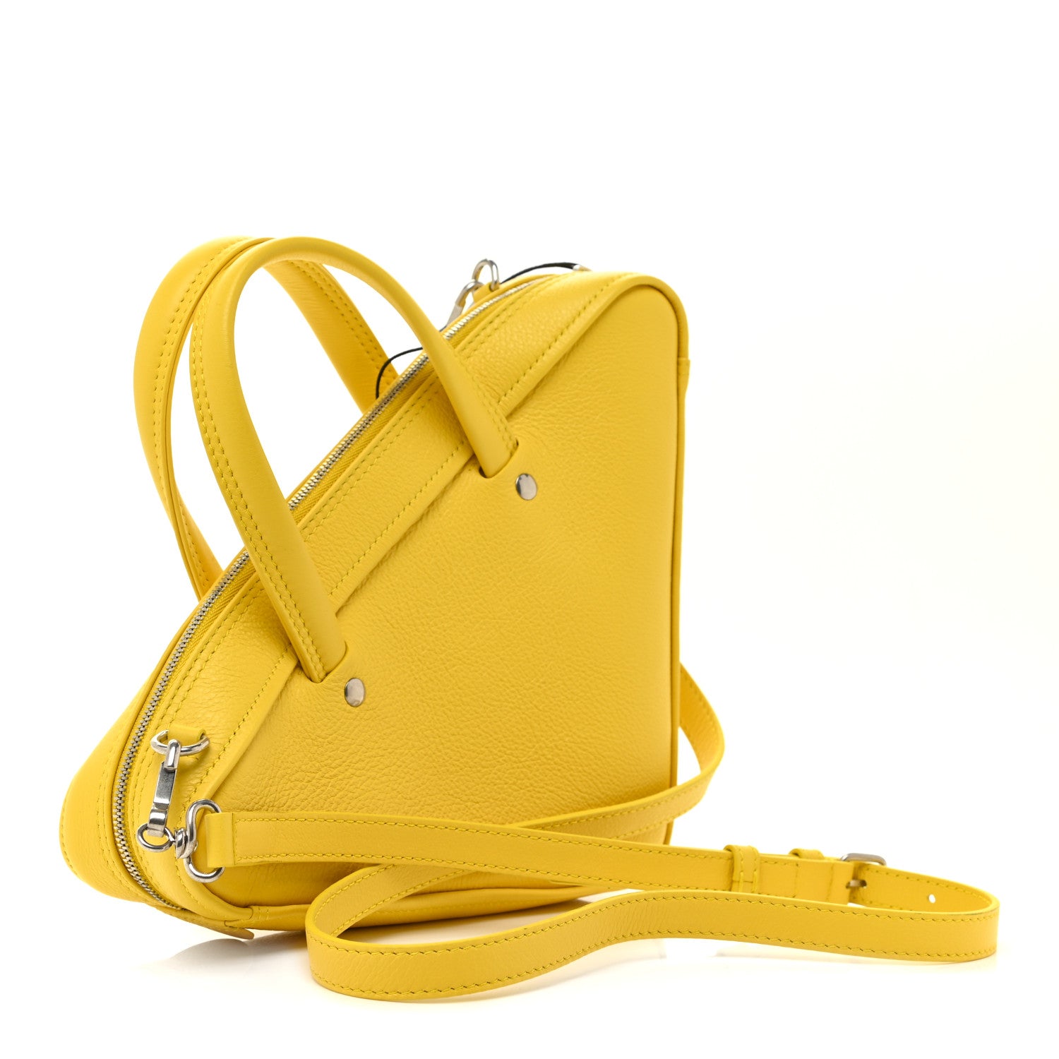 Balenciaga Shiny Day Calfskin Logo XS Triangle Duffle Jaune Black 3 of 10