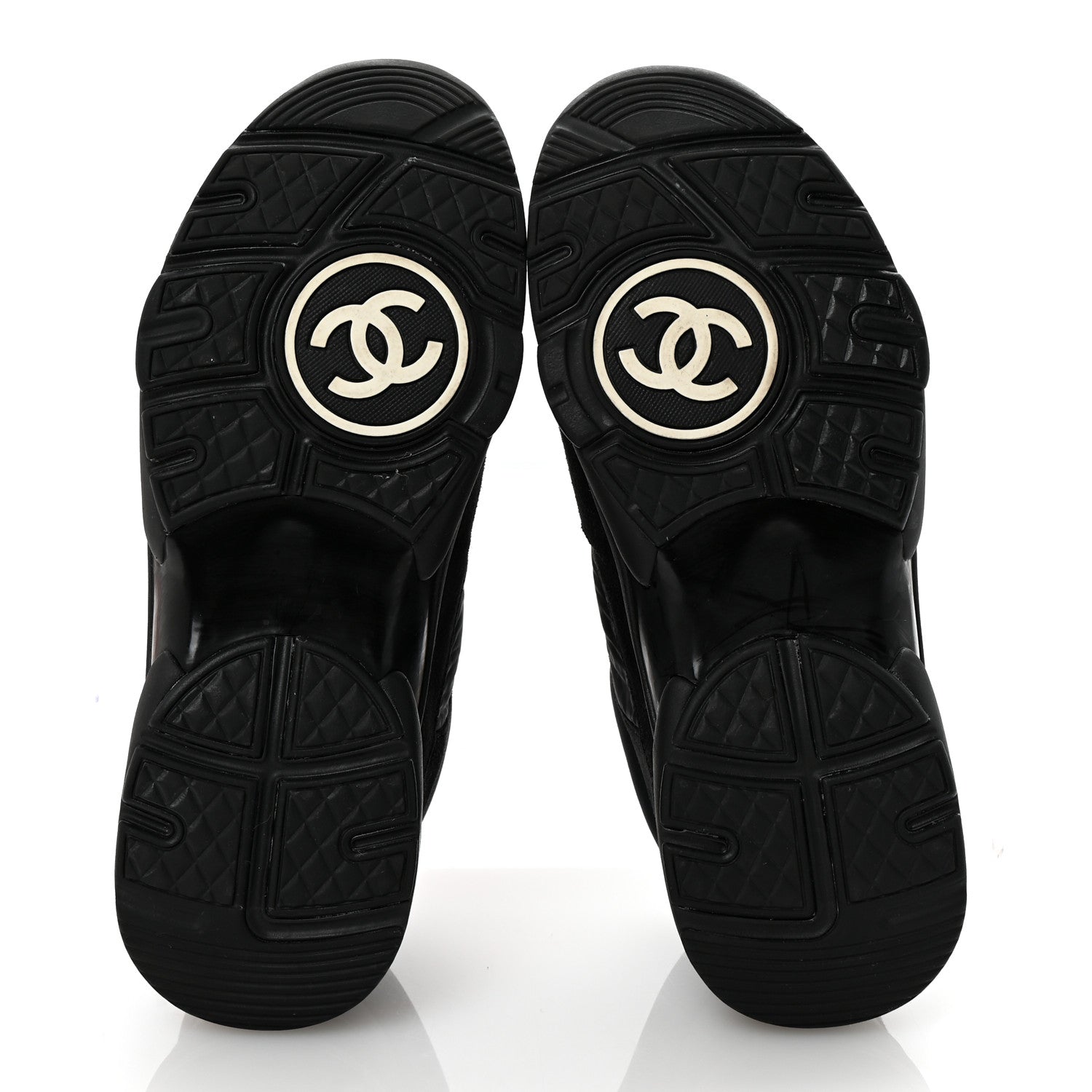 Chanel Fabric Calfskin Suede CC Sneakers 37 Black 6 of 10