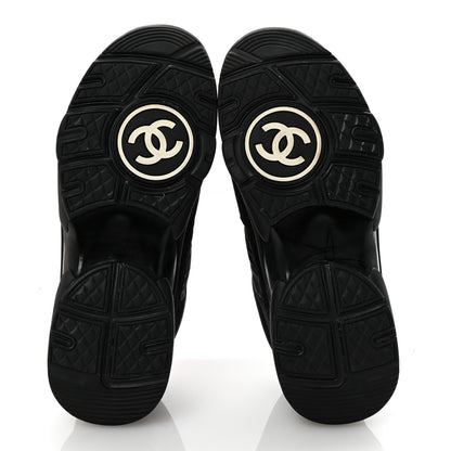Chanel Fabric Calfskin Suede CC Sneakers 37 Black 6 of 10
