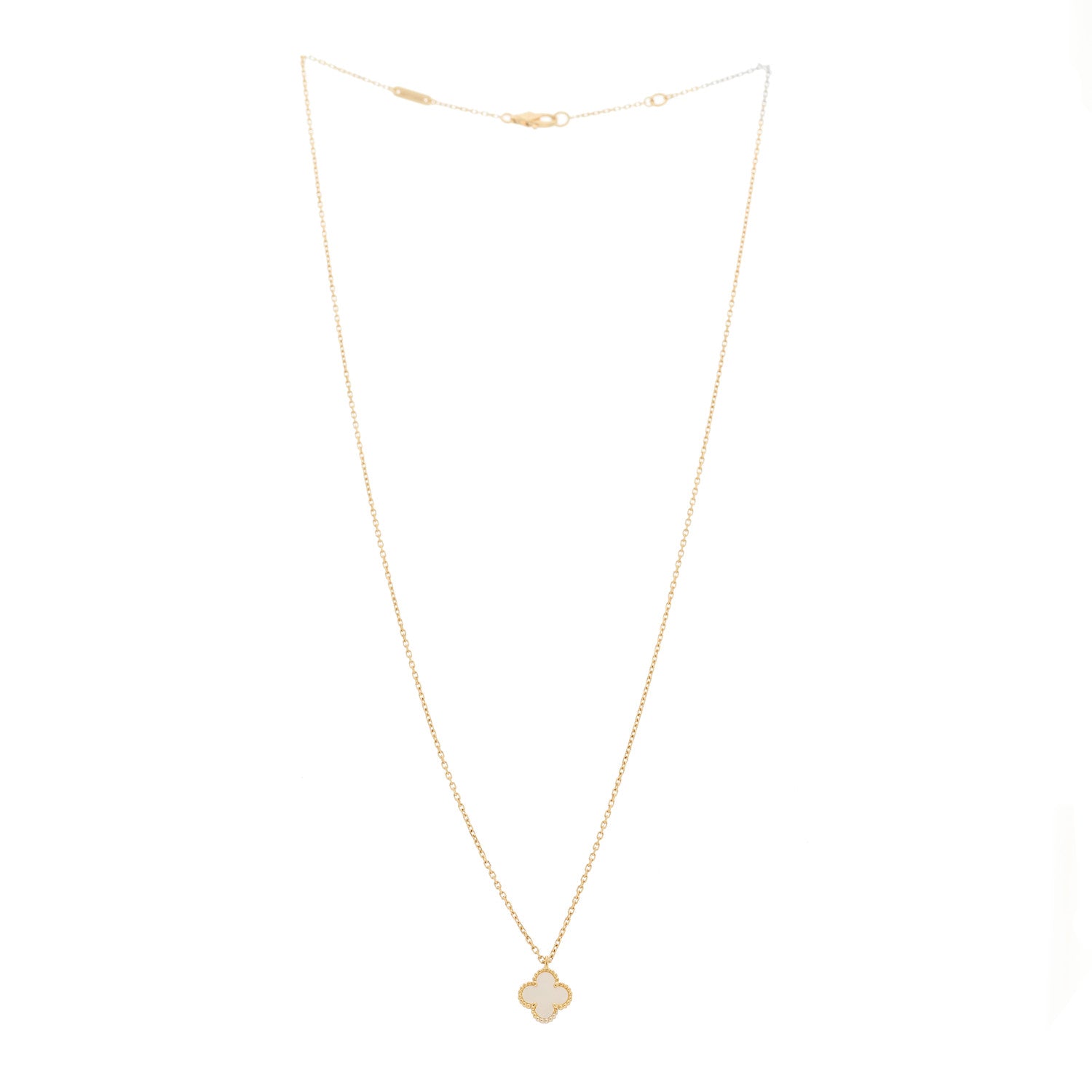 Van Cleef & Arpels 18K Yellow Gold Mother of Pearl Sweet Alhambra Pendant Necklace 3 of 5