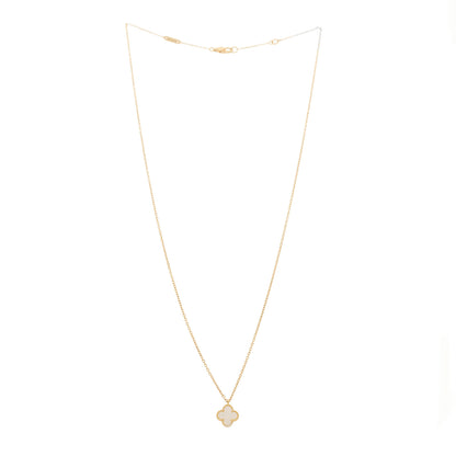 Van Cleef & Arpels 18K Yellow Gold Mother of Pearl Sweet Alhambra Pendant Necklace 3 of 5