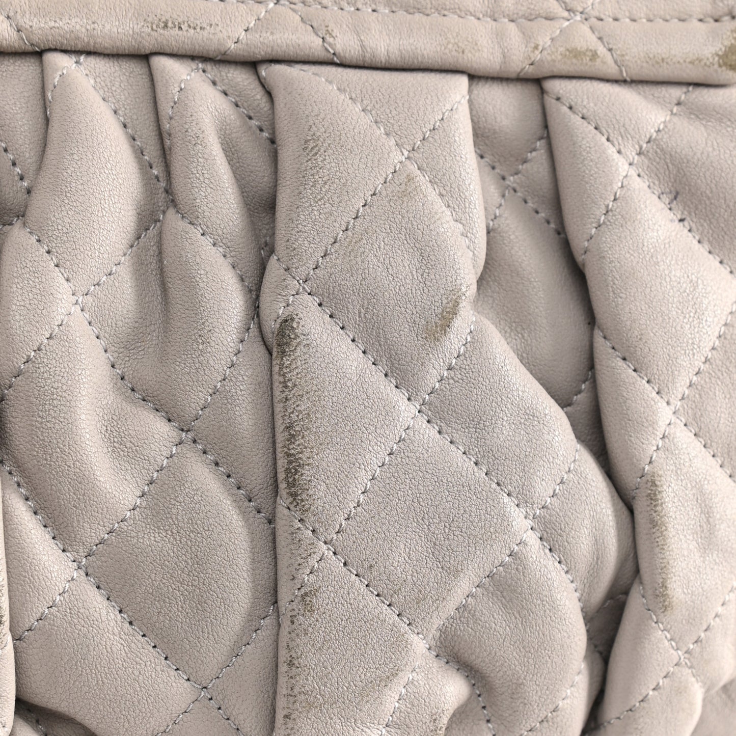 Washed Lambskin Quilted Medium Chain Around Flap Taupe