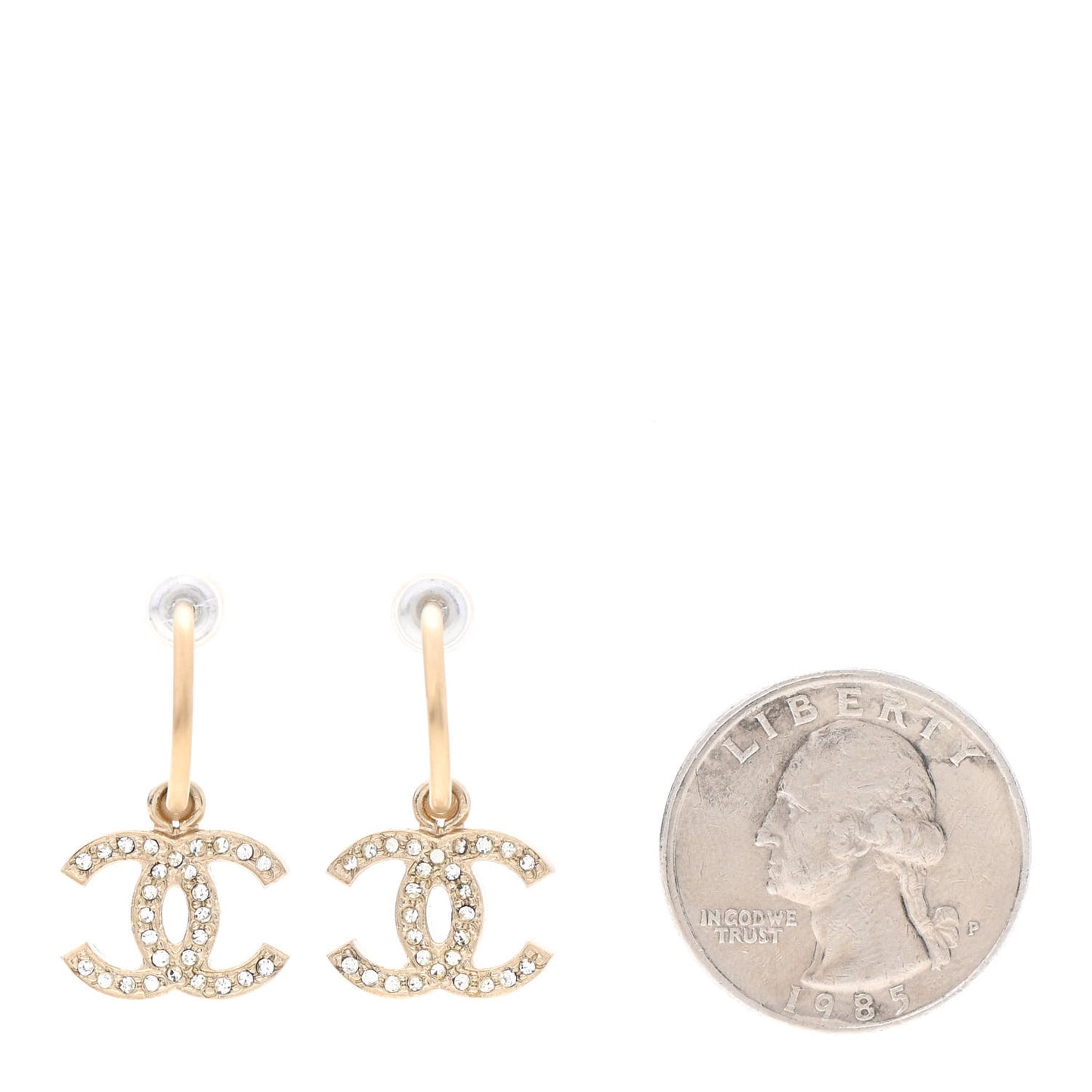Crystal CC Drop Earrings Gold