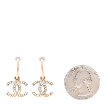Chanel Crystal CC Drop Earrings Gold 2 of 4