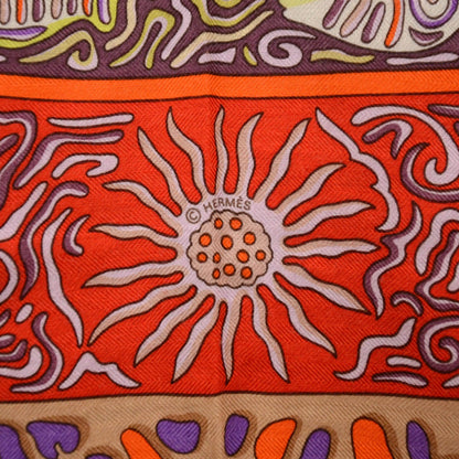 Hermes Cashmere Silk La Legende Du Poisson Corail Shawl 140 5 of 8