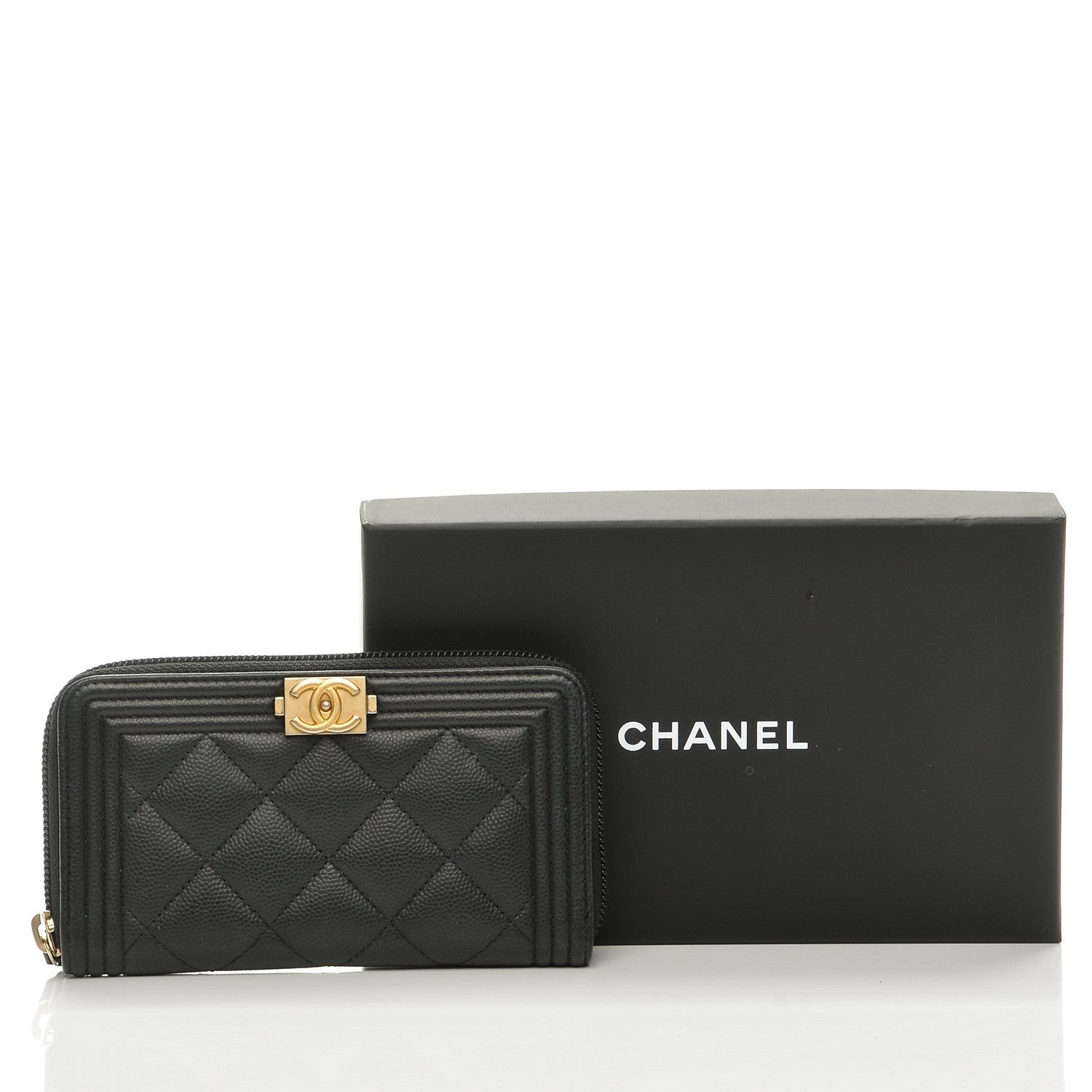 Chanel Caviar Quilted Boy Small Zip Around Wallet Black 9 of 9