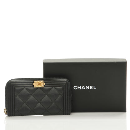 Chanel Caviar Quilted Boy Small Zip Around Wallet Black 9 of 9