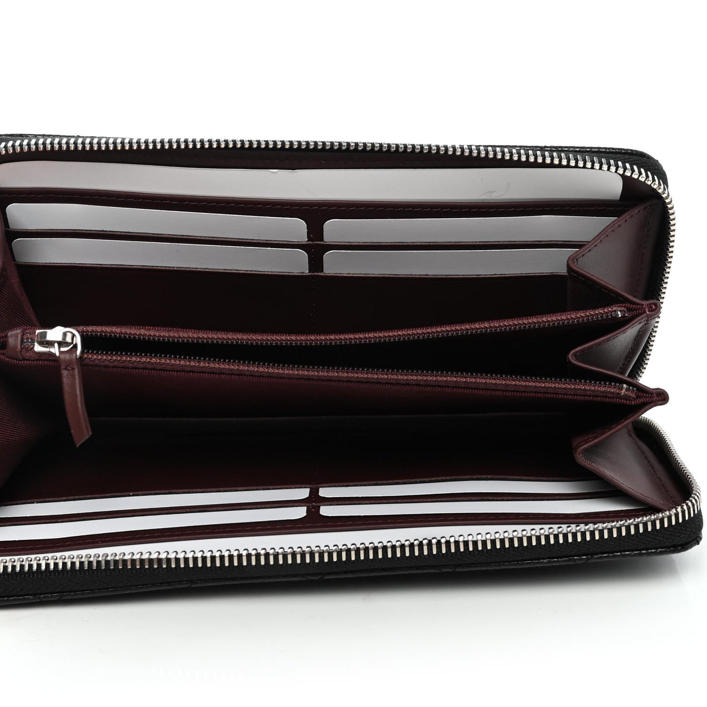 Caviar Quilted Large Gusset Zip Around Wallet Black