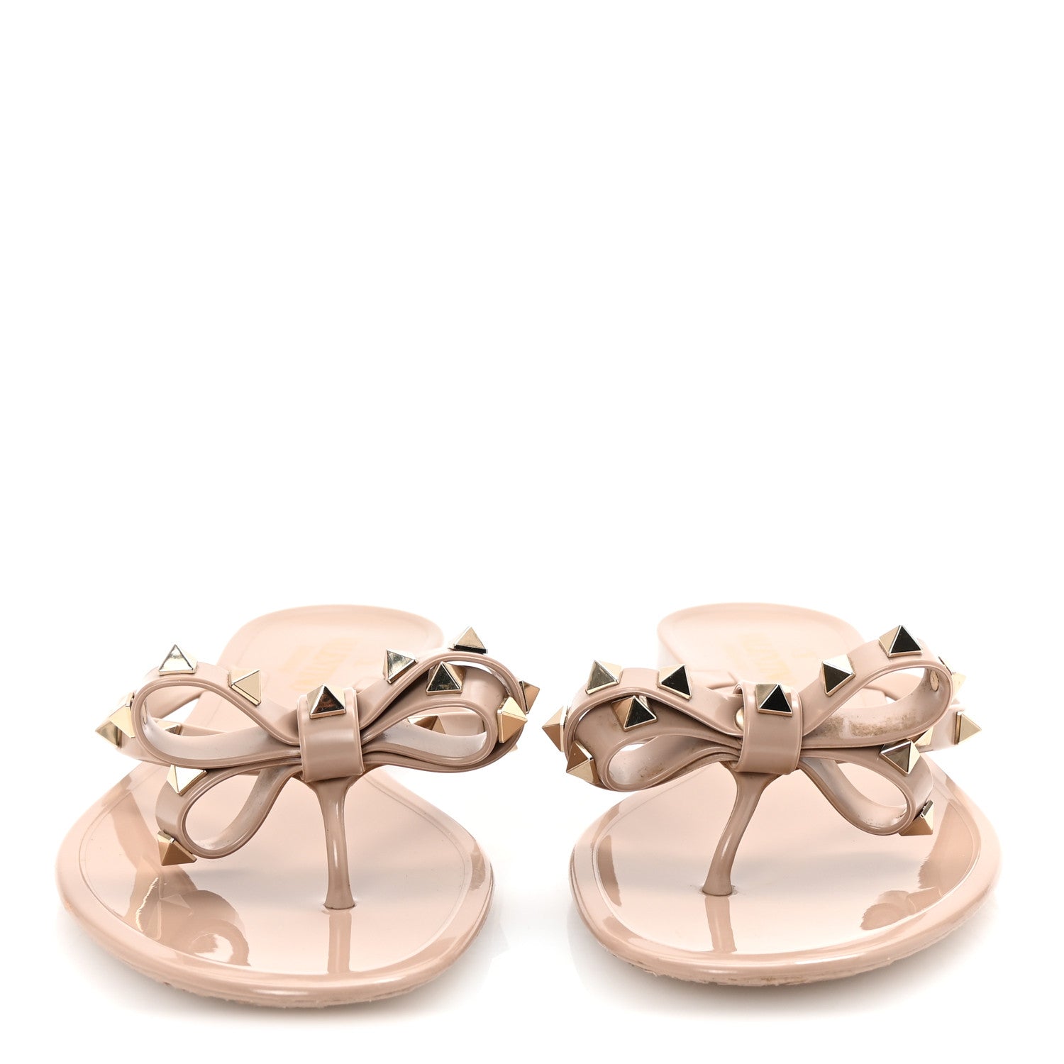Valentino Garavani PVC Jelly Rockstud Bow Thong Sandals 40 Poudre 3 of 8