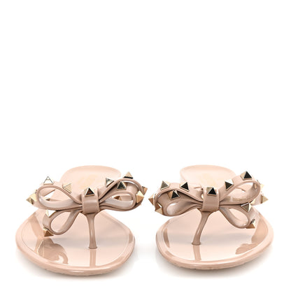 Valentino Garavani PVC Jelly Rockstud Bow Thong Sandals 40 Poudre 3 of 8